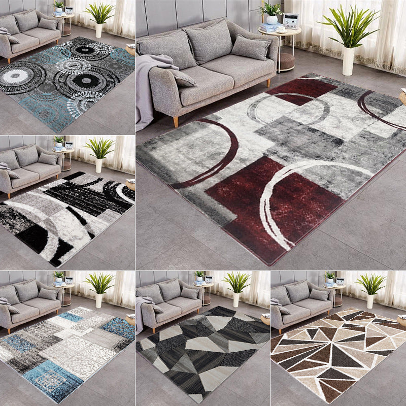 Printed living room sofa blanket, modern and simple coffee table mat, office carpet, washable