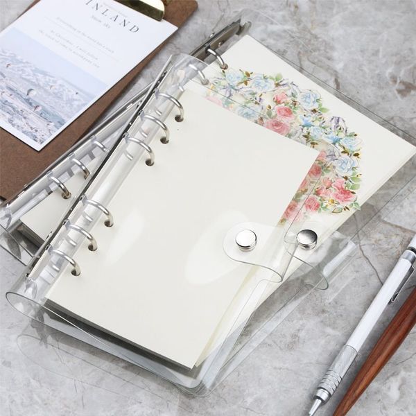 Notepads A5 A6 Spiral transparent PVC Notebook Cover Loose Diary Coil Ring Binder Filler Paper Seperate Planner Receive Bag Card Storage 221