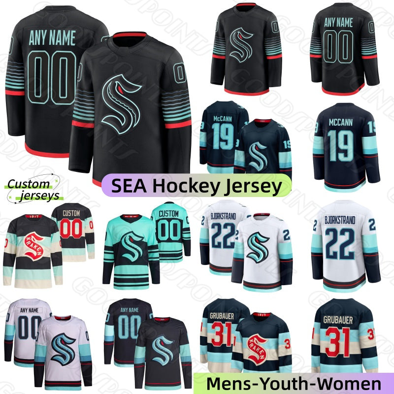 SEA Hockey Jerseys Jared McCann Eberle Matty Beniers Seattle Krakens Grubauer Dunn Eberle Jersey Yanni Gourde Burakovsky Brandon Montour 2025 mens h