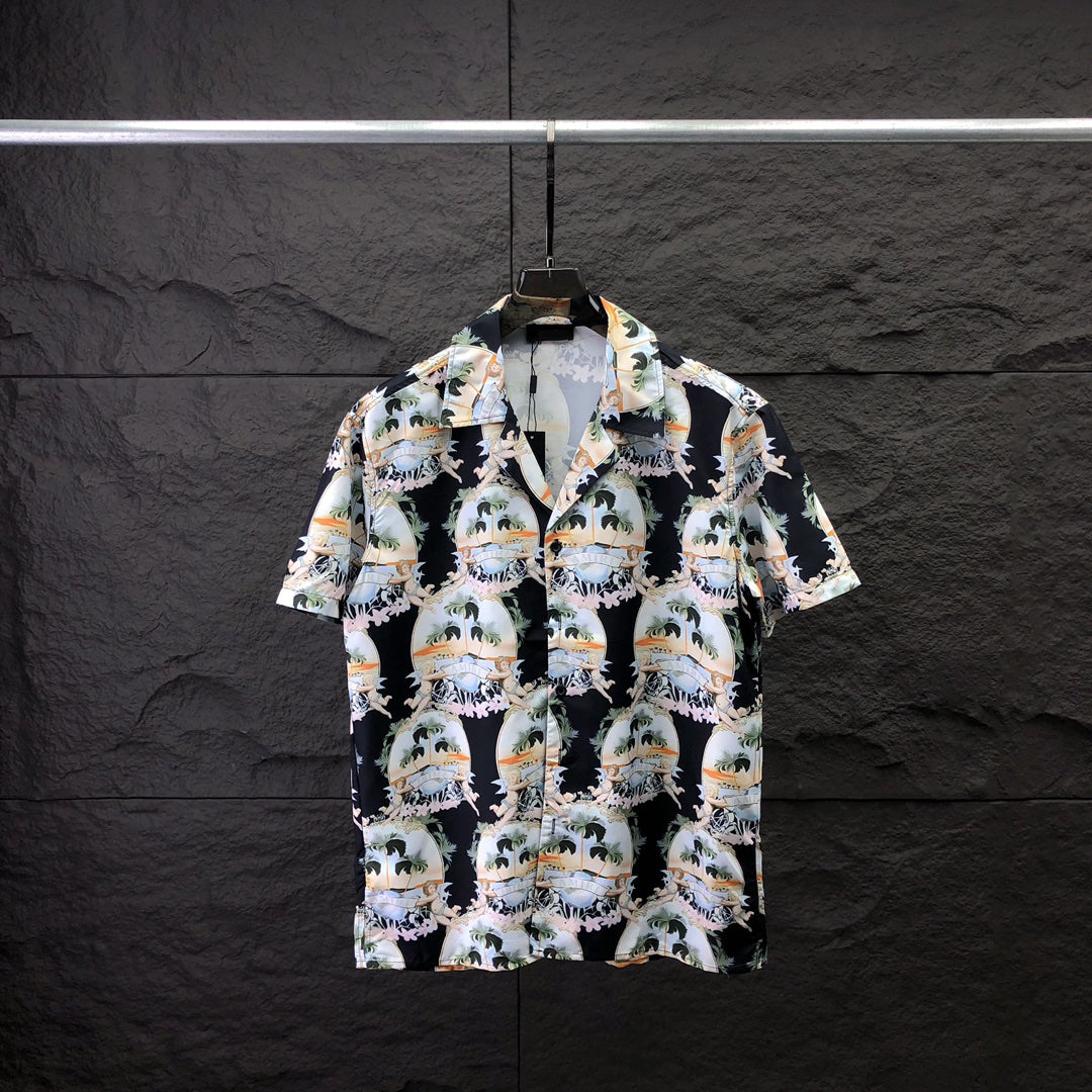 Men&#039;s designer shirt summer short sleeve casual button up shirt printed bowling shirt beach style breathable T-shirt clothing #116