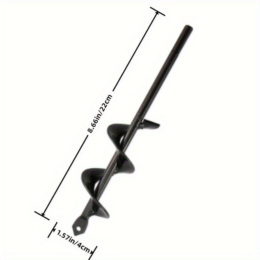 TEMU Heavy Duty Labor-saving Spiral Garden Auger Drill Bit - 22cm-8.66in Length, 4cm Diameter With Hanging Hole, Durable Metal Manual Hand Tool For