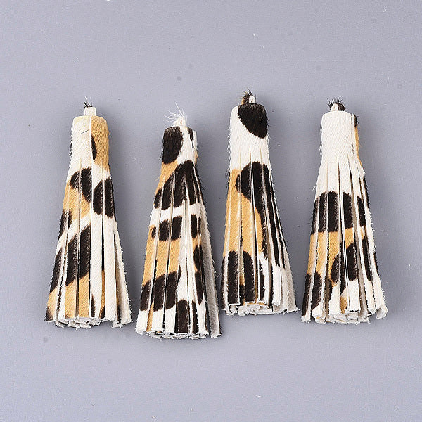 Umweltfreundliche große Anhänger aus Rindsleder mit Quaste