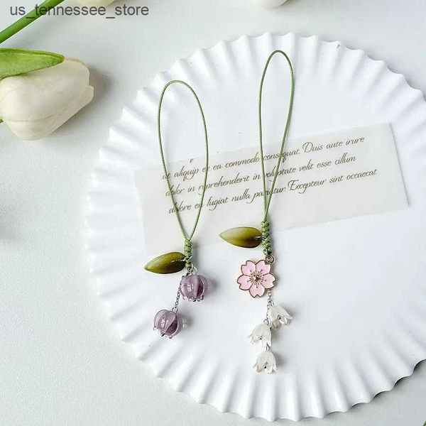 Cell Phone Straps Charms Cute Tulip Flowers Phone Charms for IPhone-Samsung- Strap Lanyards Mobile Phone Case Keychain Car Key Chains Headse