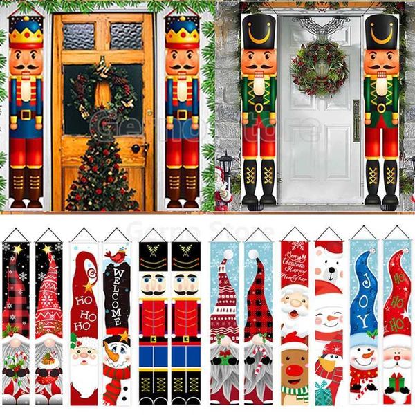 2024 Christmas Decorations Porch Sign Santa Claus Elf Snowman Curtain Banner Home Party Decor Hanging Flags Gift OrnamentXJ241029