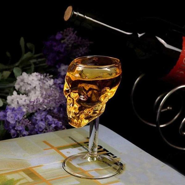 Transparent Beer Wine Cup Bottle Glass Skull Cup Red Wine Sober Kitchen Accessories High Cocktail Glasses Bar DecorationB240719