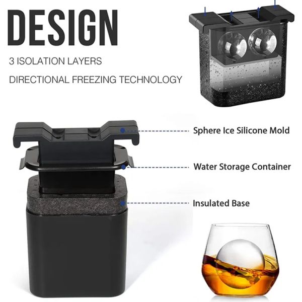 Clear Ice Ball Maker Ice Cube Maker Spherical Whiskey Tray Mould Bubble-Free Diamond Skull Rose Ice Box Mold