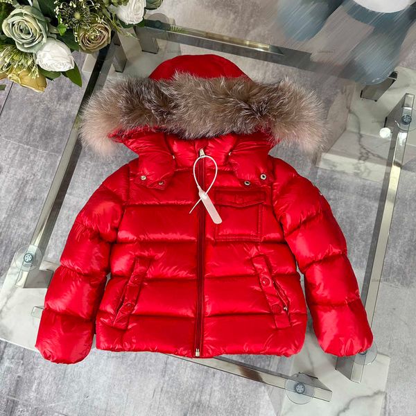Top designer baby Down Jackets Silver Fur Collar child Winter clothing Size 100-150 CM fashion Warm hooded jacket for boys girl
