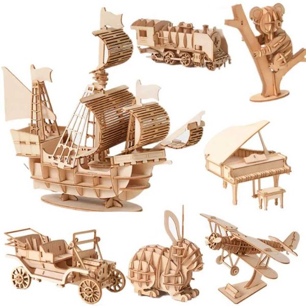 3D Puzzles 3D Wooden Puzzle Toys for Children Adults Teens Animal Assembly Kit Decoration Animal Puzzle Games Home Office Creative Ornament