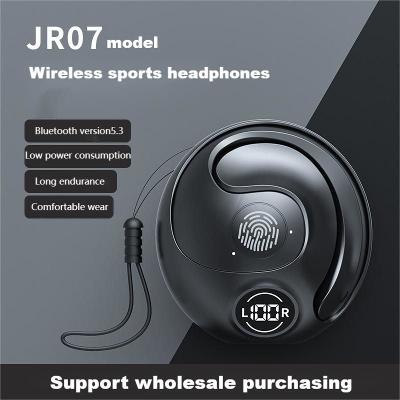 Wireless sport headphone Ear-Hook Earbuds Built-in Microphone TWS Bluetooth headphone JR07 Wireless Earphone LED display high Quality Headphone Nois