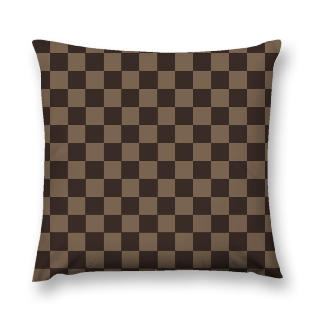 Lanjia Ddmythur Plush Pillowcase Pillow Cover With Brown Checkered Pattern Ef D
