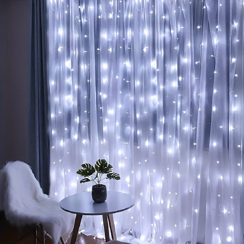 TEMU Curtain String Lights 300led-pack 9.8ft X 9.8ft White Fairy Light 8 Lighting Usb Powered New Year, Universal, Metal Hanging Decoration, , Low