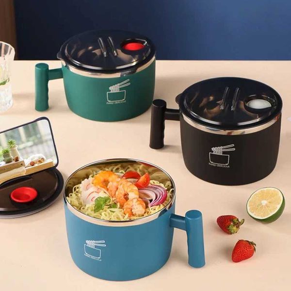 Stainless Steel Bowl With Lid For Instant Noodles Sealed And Portable Drain Bowl For Kitchen Utensils Instant Noodle PartnerC250118