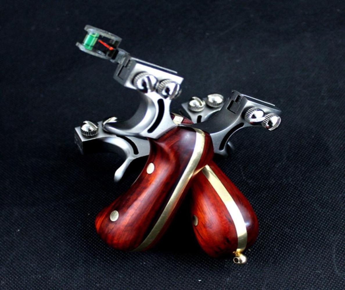 Professional Hunting Slingshot Stainless Steel Catapult + Wood Handle with Ruer Band Outdoor Shooting Hunting Gear5097528