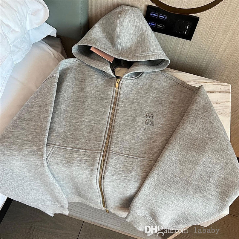 Designer Hoodie Women Hooded Jacket Cardigan Outerwear Coat 2025 Autumn Winter Casual Hoodies Double Zipper Long Sleeve Space Cotton Sweatshirt