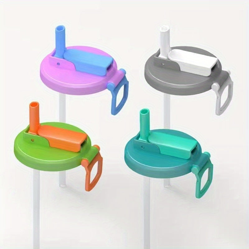 TEMU 4pcs Silicone Soda Can Lids With Straws - Bpa-free, Reusable, Washable, Assorted Colors (pink, Blue, Green, Orange) For Standard Canned Drinks,