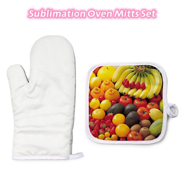 Include Mitts Set Heat Resistance Oven Gloves and Blank Sublimation Pot Holders Z11