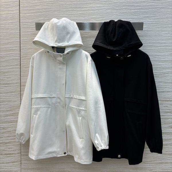 Fashion brand designer clothing Autumn-Winter 2024 latest collection hooded medium long outerwear warm and comfortable solid color zipper ja