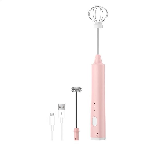 Electric Whisk USB Charging Three Speed Kitchen Cooking Tool Bubble Egg Cream Sauce Blender Handheld Milk Frother Pink 240716