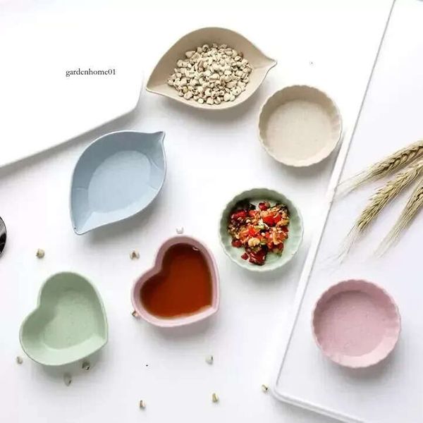 4 Designs Seasoning Dishes Snack Plate Salt Vinegar Soy Sauce Saucer Condiment Containers Degradation Wheat Straw Bowl Gg0727 0726E
