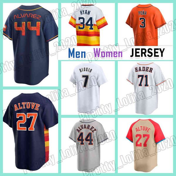 44 Yordan Alvarez 27 Jose Altuve Baseball Jersey 3 Jeremy Pena 7 Craig Biggio Astros Nolan Ryan Jeff Bagwell Framber Valdez Diaz Josh Hader