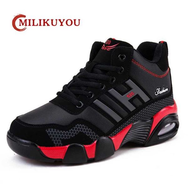 Winter leather boots mens waterproof sports shoes warm hiking work and leisure shoes mens autumn anti slip high top hiking sports shoes Y241