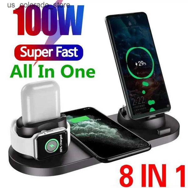 Wireless Chargers 100W 8-in-1 wireless charger fast charging station suitable for iPhone 15-13-14-12 Pro Max-11-XS Max iWatch 8-7-6-SE-6-5-4