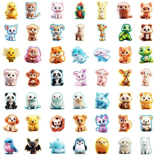 100 3D small animal cartoon cute whale panda cat stickersDIY lage notebook stickers