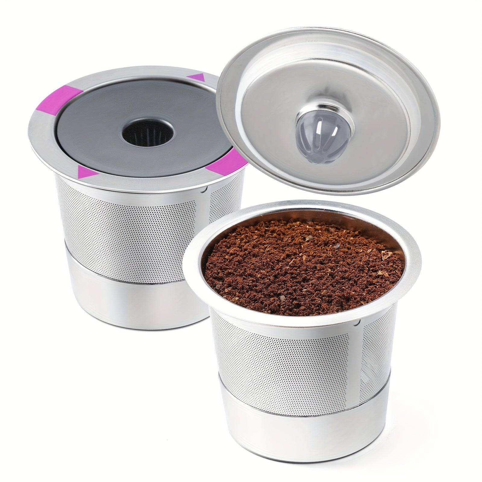 TEMU 2 Or 3pcs Reusable K Cups And Coffee Pods, Universal Stainless Steel K Cups For 0 Coffee Makers Machine