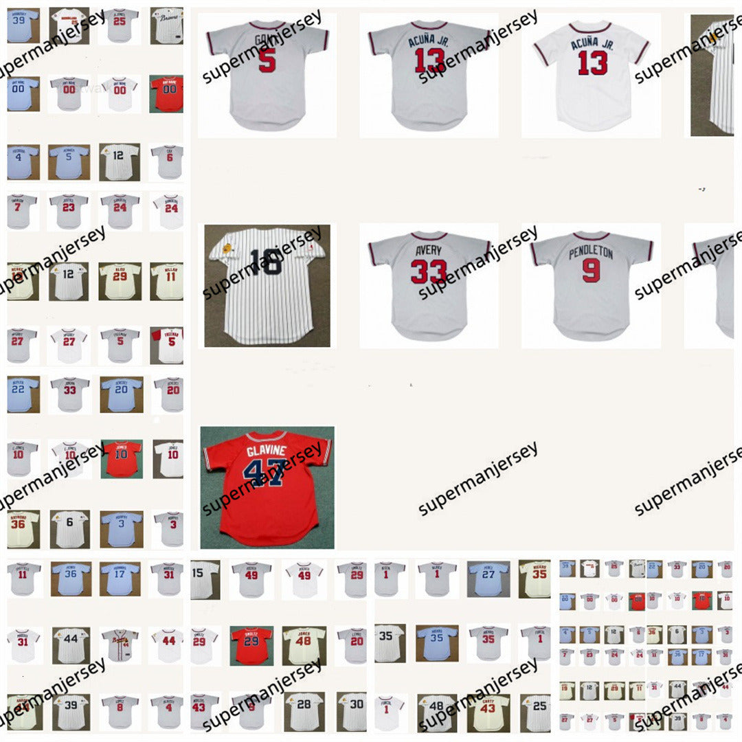 2026 1995 Throwback Baseball 3 Dale Murphy Jersey Vintage 10 Chipper Jones Freddie Freeman Bobby Cox Bob Uecker Rona