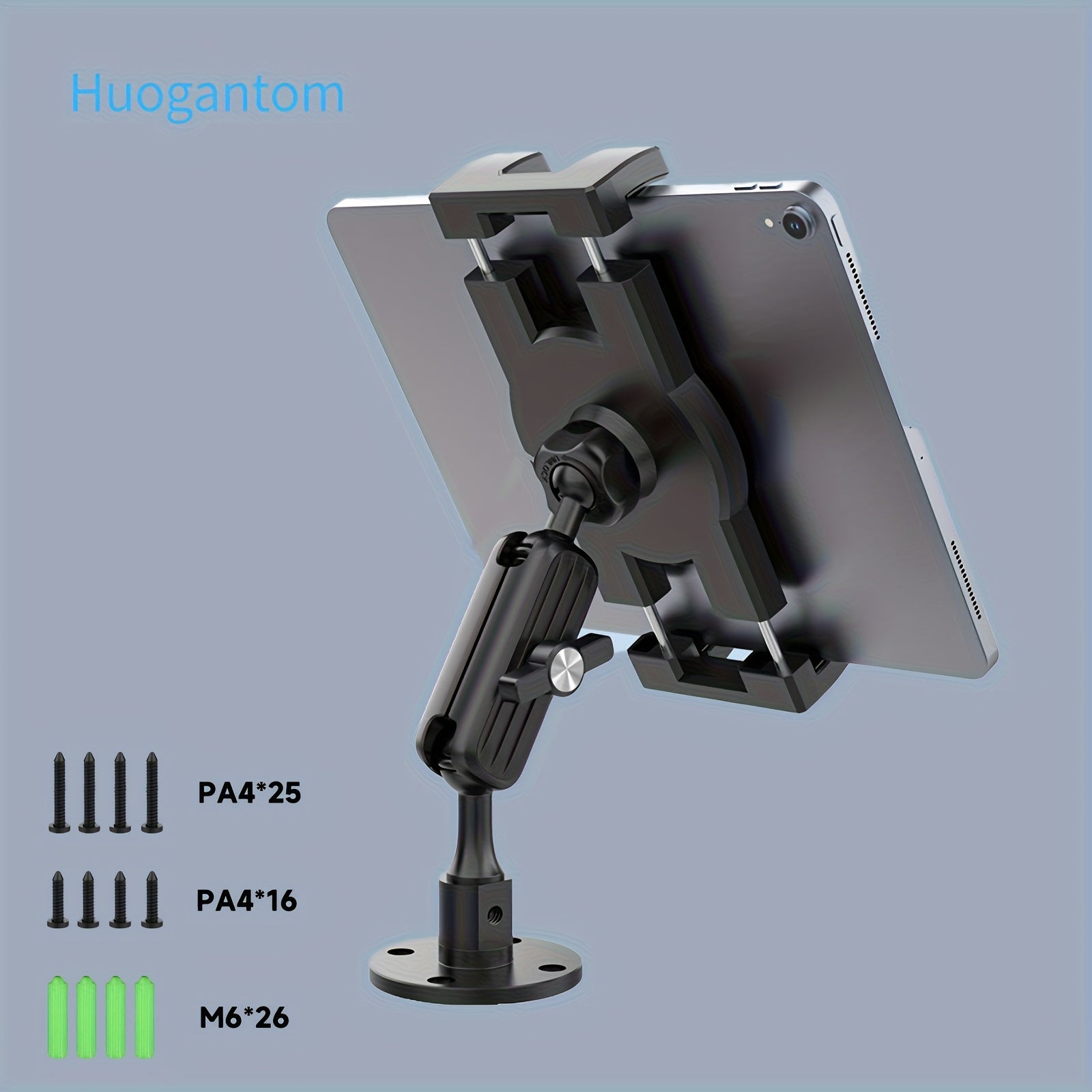 TEMU Huogantom Heavy-duty Aluminum Alloy Tablet Stand With 360° Adjustable Holder, Fits 4.7"-12.9" Tablets & Smartphones, Ideal For Desks, Walls,