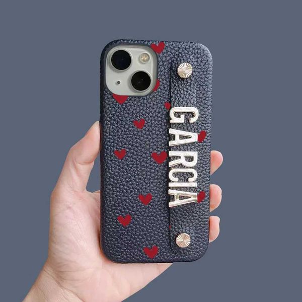 Cell Phone Cases Personalized custom metal name letter leather case suitable for iPhone 16 15 Pro Max 14 13 Pro Max 12 kafr letter luxury co