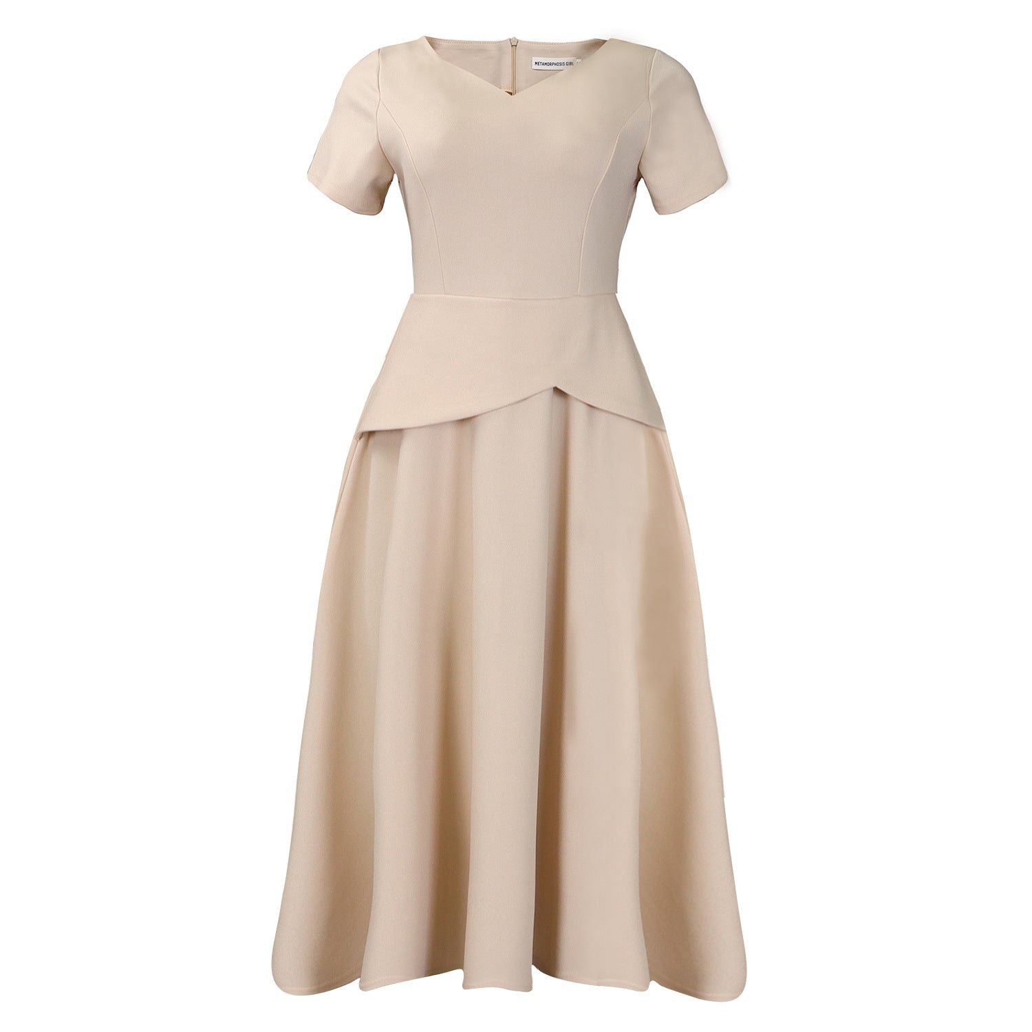 K628Summer European and American fashion solid color V-neck short sleeve A-line big swing skirt African dress