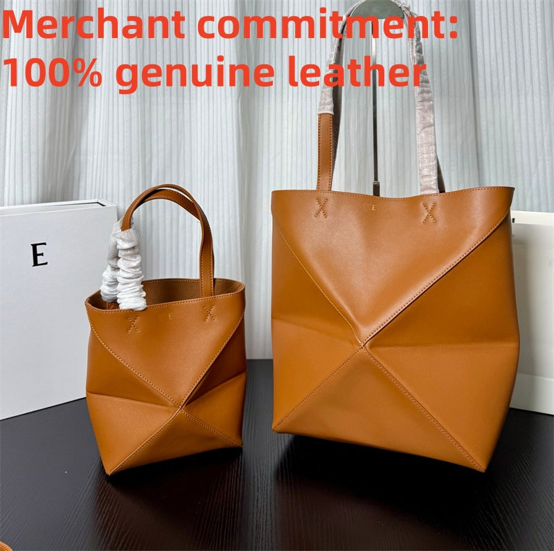 Puzzle Fold bag Fashion genuine leather large tote bag Luxury Designer bag Womens mens cowhide Shoulder Bag high capacity travel bag Top quality han