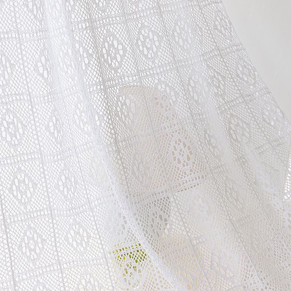 D283 Classic Fine Weave Beige Crochet Netting Lightweight & Semi-Opaque Curtain Material for Living Spaces