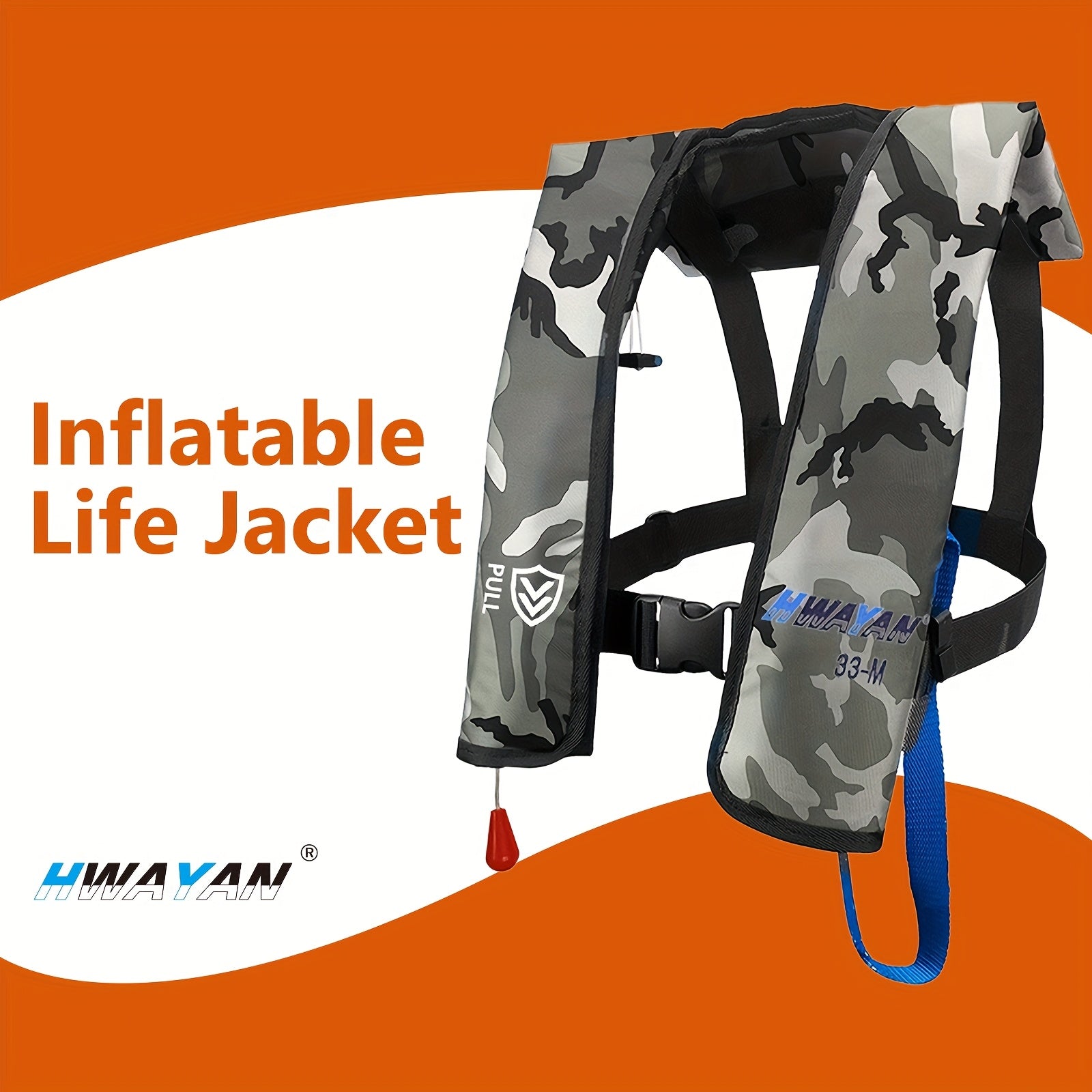 TEMU 607 Manual Inflatable Life Jacket: Enjoy Water Sports! Compact, Comfortable With Adjustable Shoulder Straps, Fishing, Kayaking, Sailing, Up To
