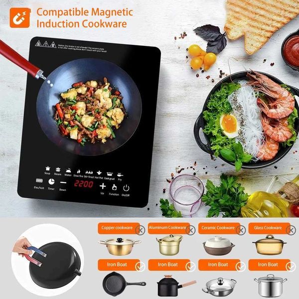 US110V-2200W household intelligent outdoor energy-saving induction cookware can steam steak hot milk etc. easy to use in the kitchen B240907