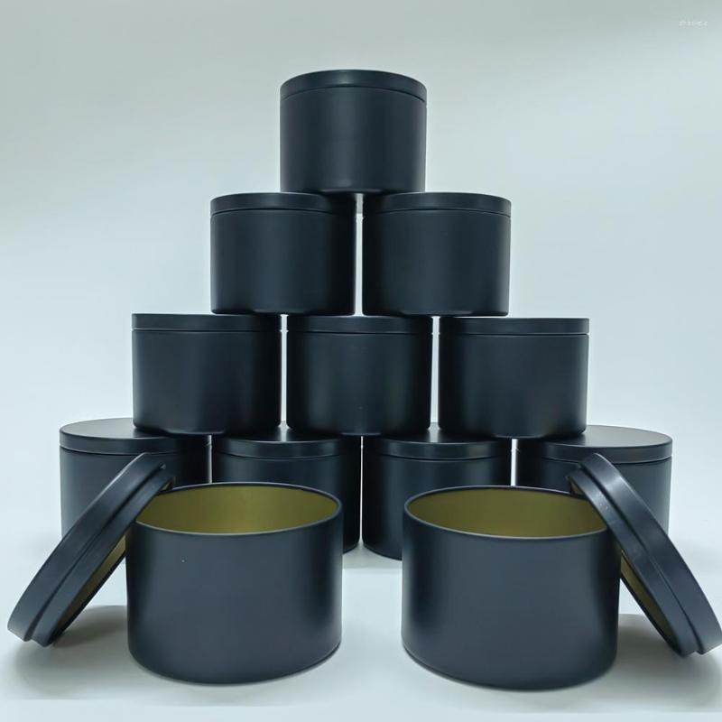 Storage Bottles 12Pcs Round Metal Tin Box Candle Black Gold White Jar Empty Pot Candy Spice Tea Cream Cosmetic Container