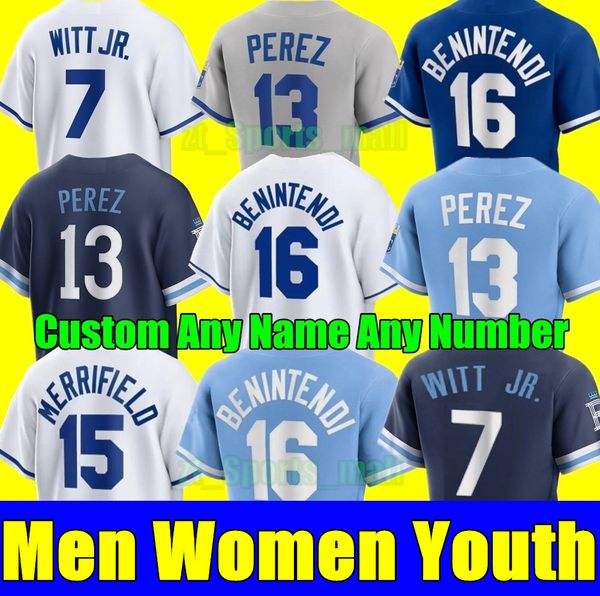 2023 S-4XL Custom Bobby Witt Jr.Baseball Jerseys SALADOR PEREZ ANDREW BENINTENDI Royals CARLOS SANTANA WHIT MERRIFIELD JORGE SOLER jersey