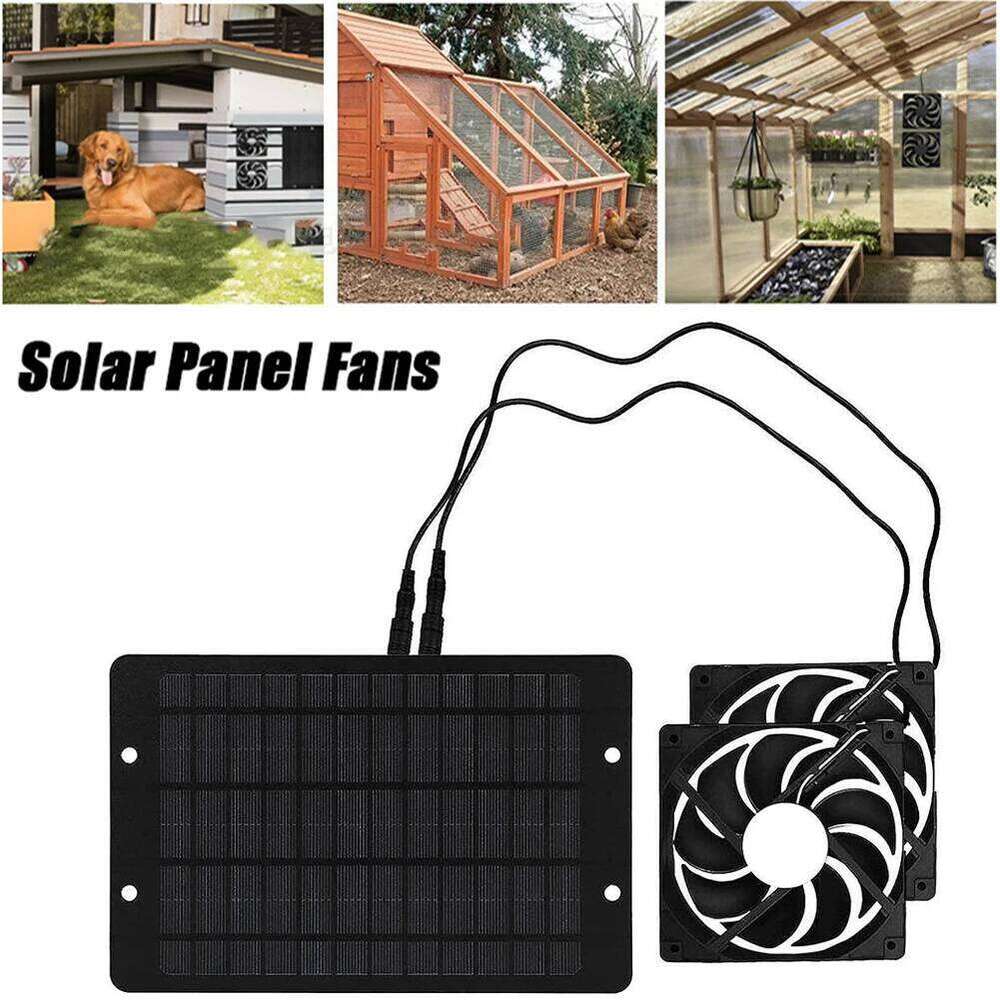 Solar Powered Fan12V 10W Waterproof Dual Exhaust Fan Air Extractor For Camping Greenhouse Kitchen Animal House