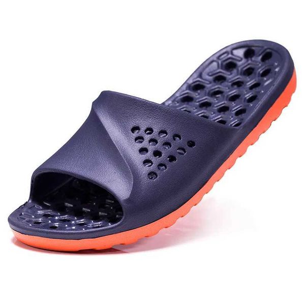 Mens Slippers With Flat Feet Hollow Bathroom Leaking Quick-drying Massage Soles Lightweight SandalsC241129