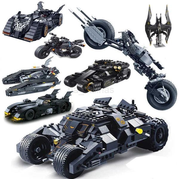 Hot Superhero Night Knight 1989 Batmobile Supercar Model Building Blocks Sets Classic Bat Motorcycle Chariot Toys Kids For Gifts Z241209