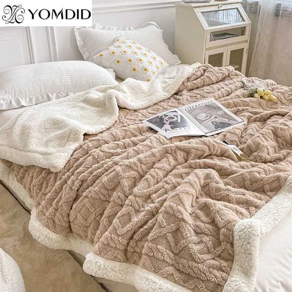 YOMDID Plaid Bed Blanket Children Adults Warm Winter Blankets And Throws Wool Fleece Throw Sofa Bed Cover Duvet Soft BedspreadM240807