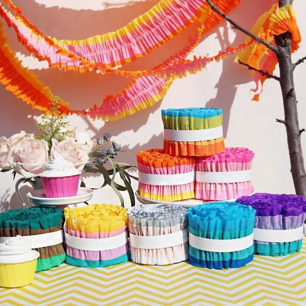to Colored Crepe Paper Roll Wrinkle Paper Garland Wedding Birthday Baby Shower Party Ribbon Decoration Party Supplies Y250120