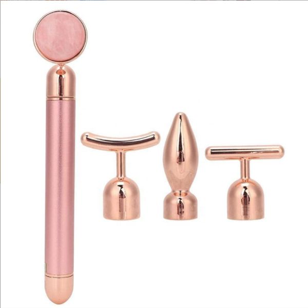 4-em 1 Jade Beauty Beck Remover rugas Massageador de metal elétrico em forma de T 24K Mensagem de barra de beleza