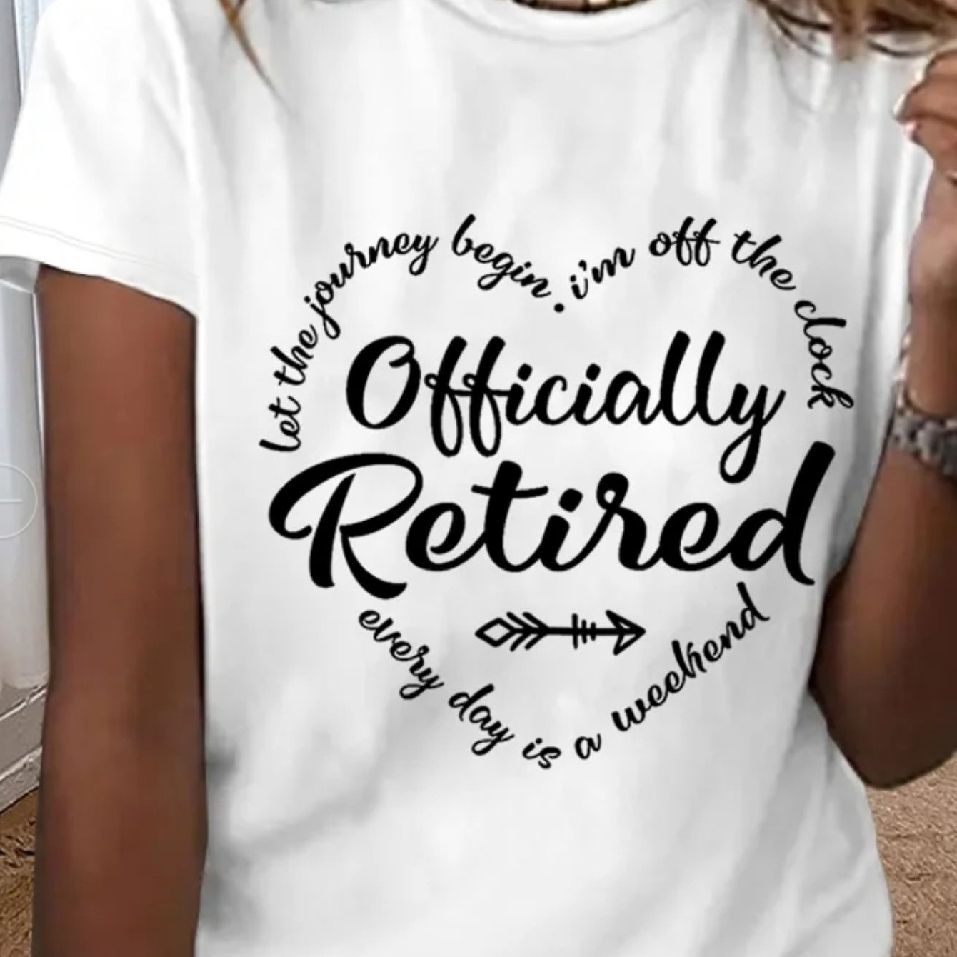TEMU Women's Retirement Gift Text Letters Simple T-shirt