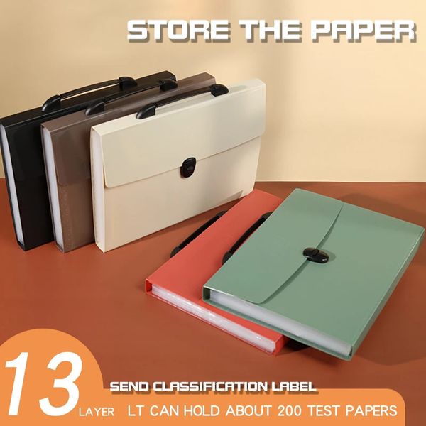 Pasta de arquivo A4 13 Camadas OG Moda Bolsa Teste de Papel Ferramenta de Ferramentas de Ferramentas Escola Office Office 250107