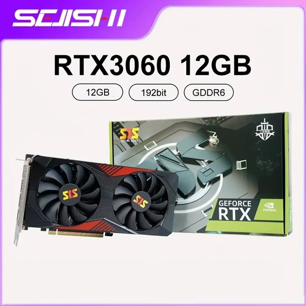SEJISHI 100% New RTX 3060 12G Graphics Card NVIDIA GPU GDDR6 192bit 8Pin HD*1 DP*3 PCI-E 4.0 rtx3060 Gaming Video Card Mining