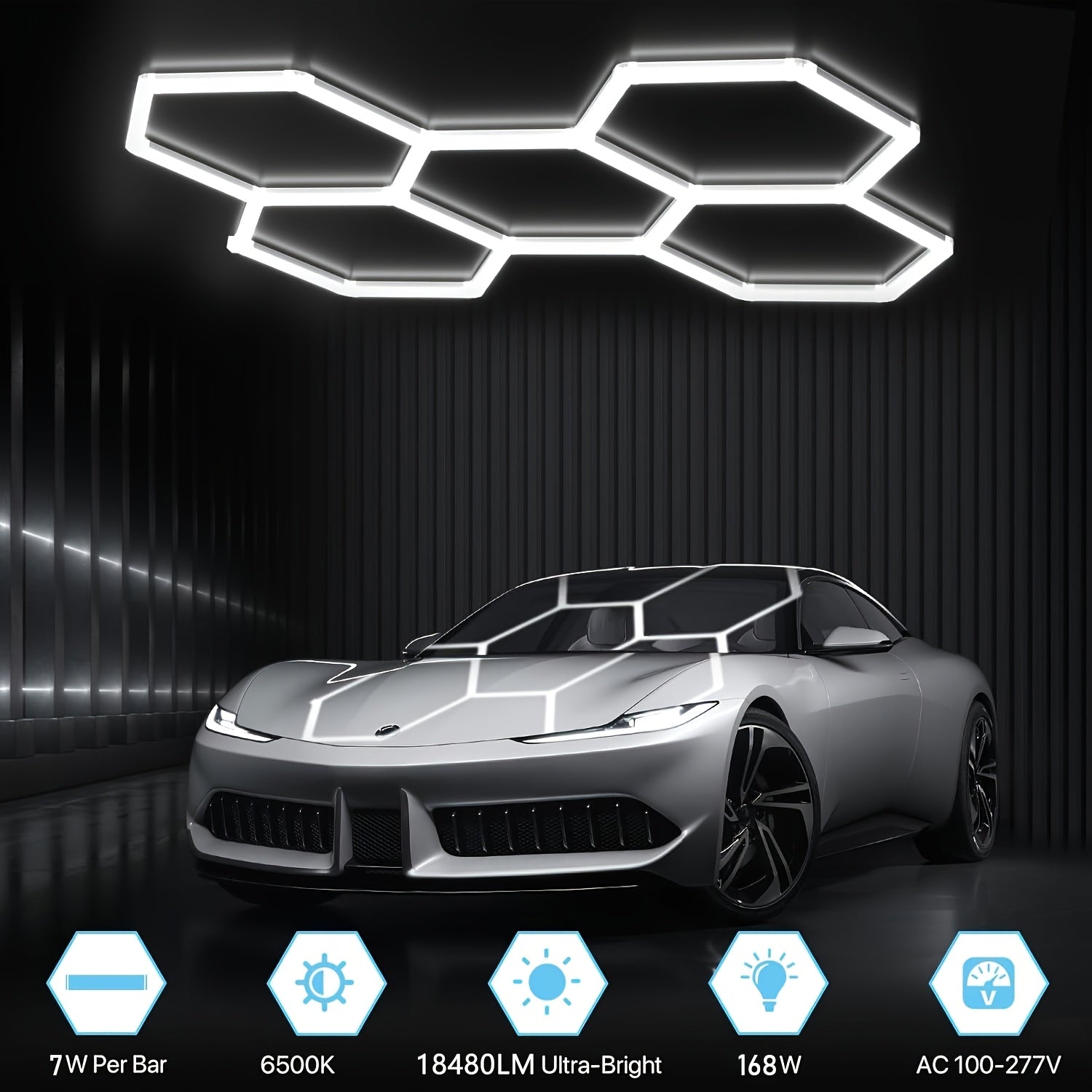 TEMU 25-pack Led Hexagonal Garage Lights, 6500k Daylight White - Super Lighting For Warehouse, Workshop, Auto Detailing & Car Wash | Energy , Long ,