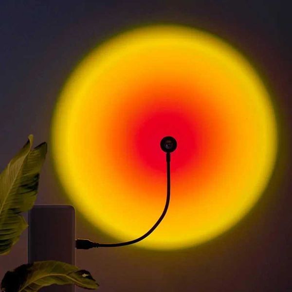 1x USB Sunset Light LED Rainbow Neon Night Light Projector Photo Wall Atmospheric Lighting Used for Bedroom Family Room Decoration Gifts X25