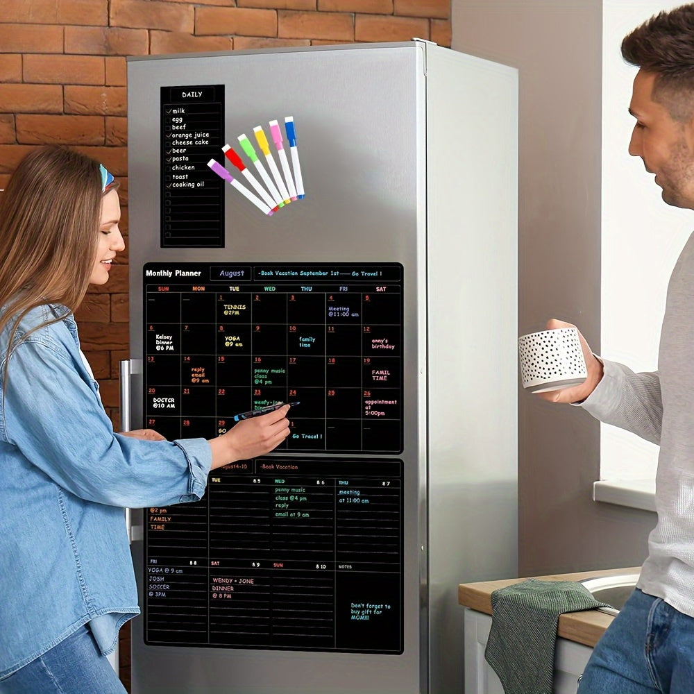 TEMU 3 Pack Magnetic Erase Boards - Monthly Weekly And Daily Planners With 8 Markers For Home Office School Use Fridge Or Wall Mount Ideal For Chore